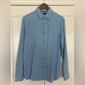 Banana Republic Camden Fit Linen Cotton Button Down Shirt Blue Size M
